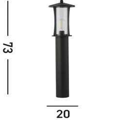Pagode pullert, IP44, sort, højde 73 cm, metal^Searchlight Best