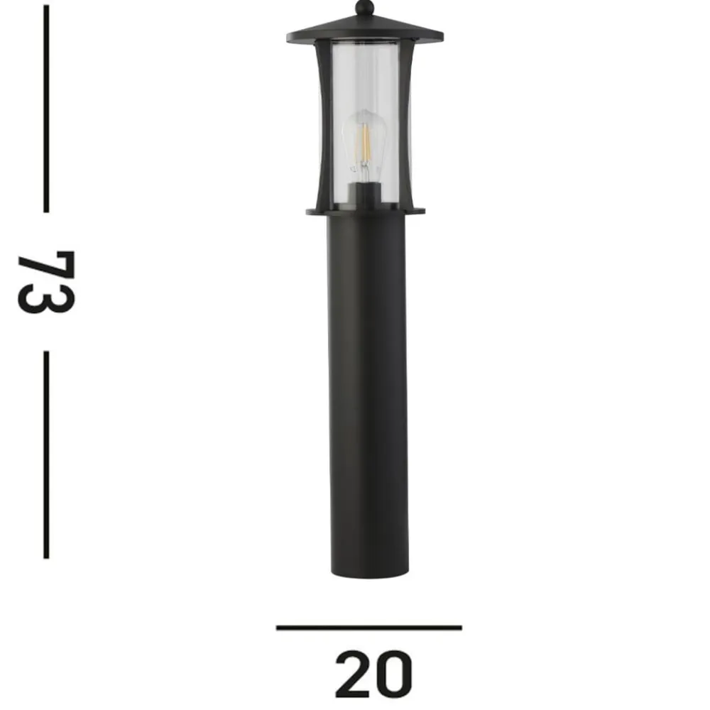 Pagode pullert, IP44, sort, højde 73 cm, metal^Searchlight Best