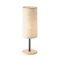 FISCHER & HONSEL Parma bordlampe, beige, hør/træ, 30 cm høj, E14