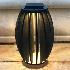 Pastek LED-solcellelampe af teaktræ med sensor^Les Jardins Clearance