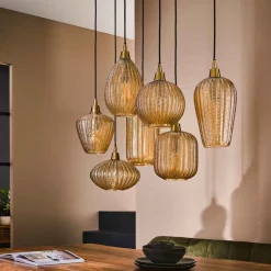 Zijlstra Pendellamper|Pendellamper>Pattern hængelampe af brunt glas, 7 lyskilder