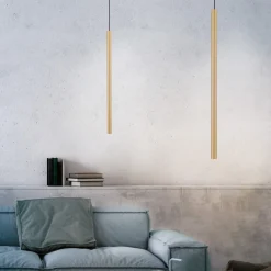 Flute LED-hængelampe 1 lyskilde messing^Paul Neuhaus New