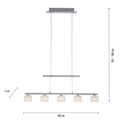 LED-hængelampe Hydra, stålfarvet, glas, 80 cm^Paul Neuhaus
