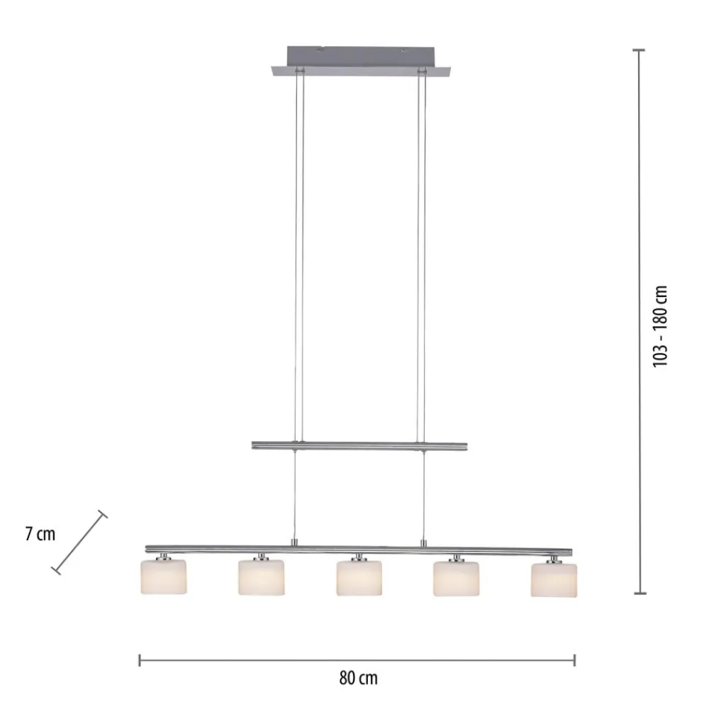 LED-hængelampe Hydra, stålfarvet, glas, 80 cm^Paul Neuhaus