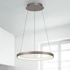 Paul Neuhaus LED-hængelampe Hoop, brun, Ø 57 cm, dæmpbar