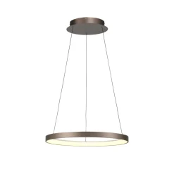 Paul Neuhaus LED-hængelampe Hoop, brun, Ø 57 cm, dæmpbar