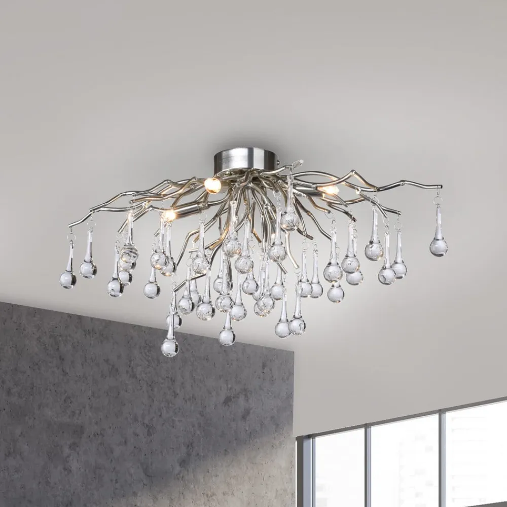 Paul Neuhaus Loftlamper|Loftlamper>loftlampe Icicle, glaspendel, 4 lyskilder, sølv