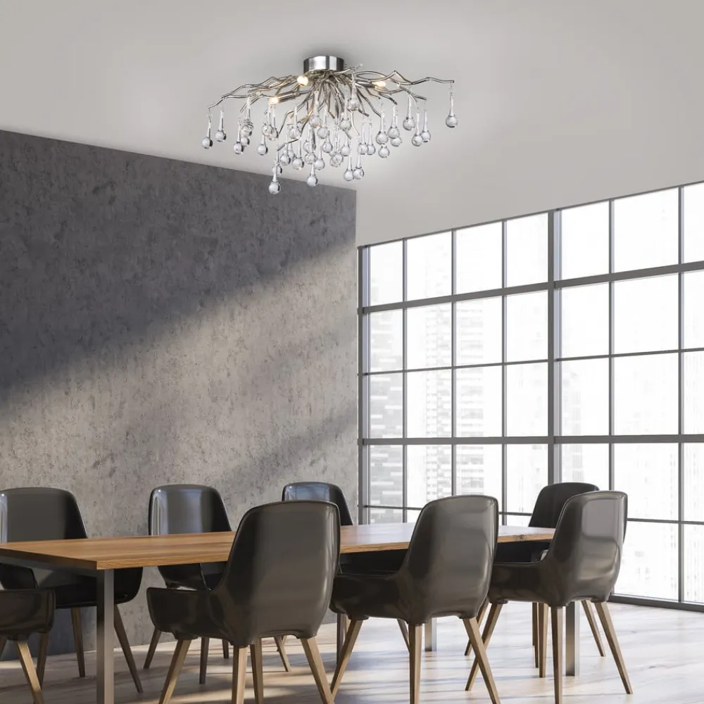 Paul Neuhaus Loftlamper|Loftlamper>loftlampe Icicle, glaspendel, 4 lyskilder, sølv