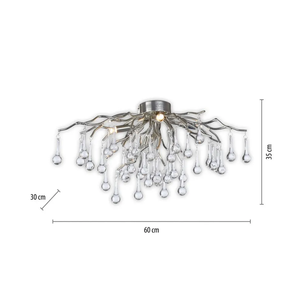 Paul Neuhaus Loftlamper|Loftlamper>loftlampe Icicle, glaspendel, 4 lyskilder, sølv