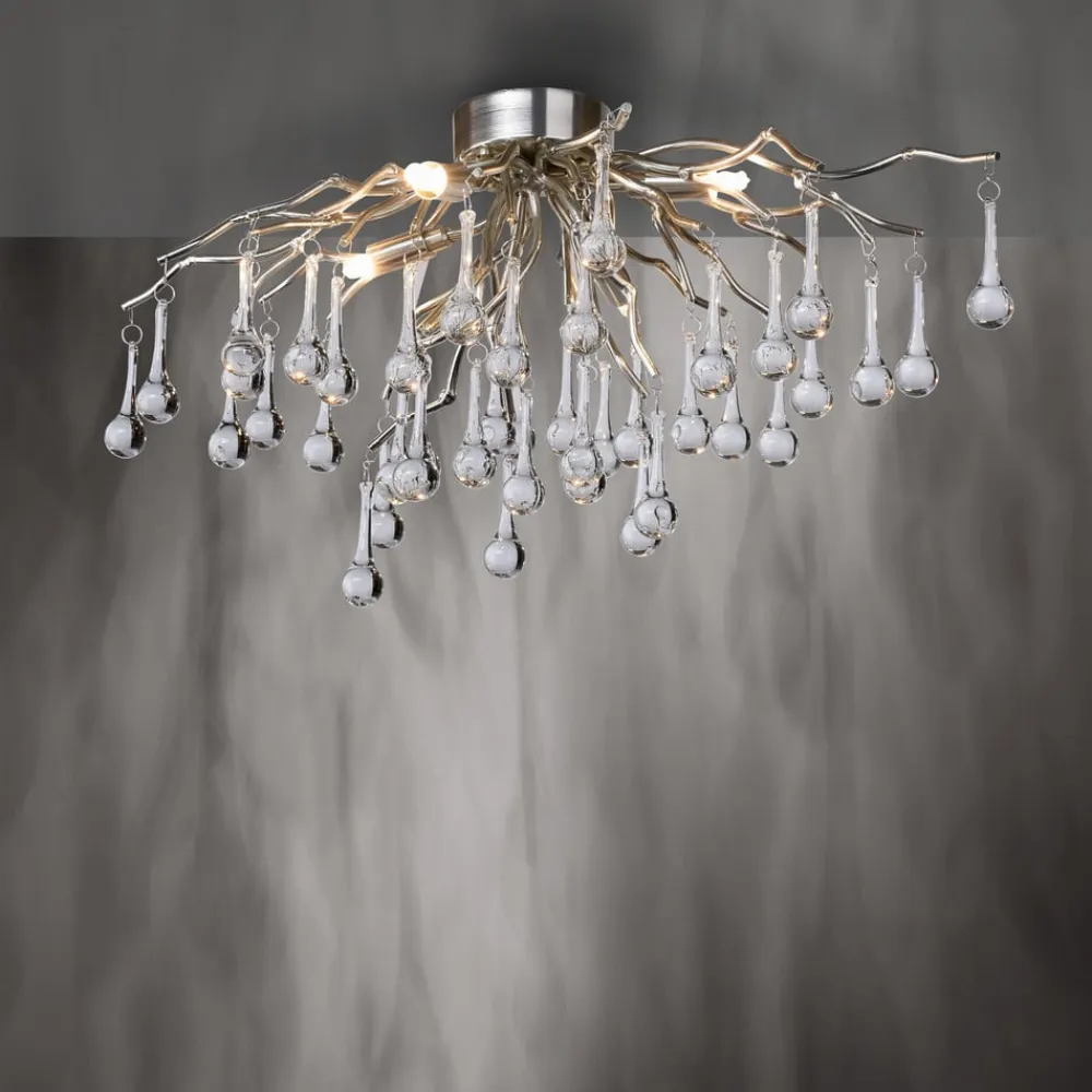 Paul Neuhaus Loftlamper|Loftlamper>loftlampe Icicle, glaspendel, 4 lyskilder, sølv