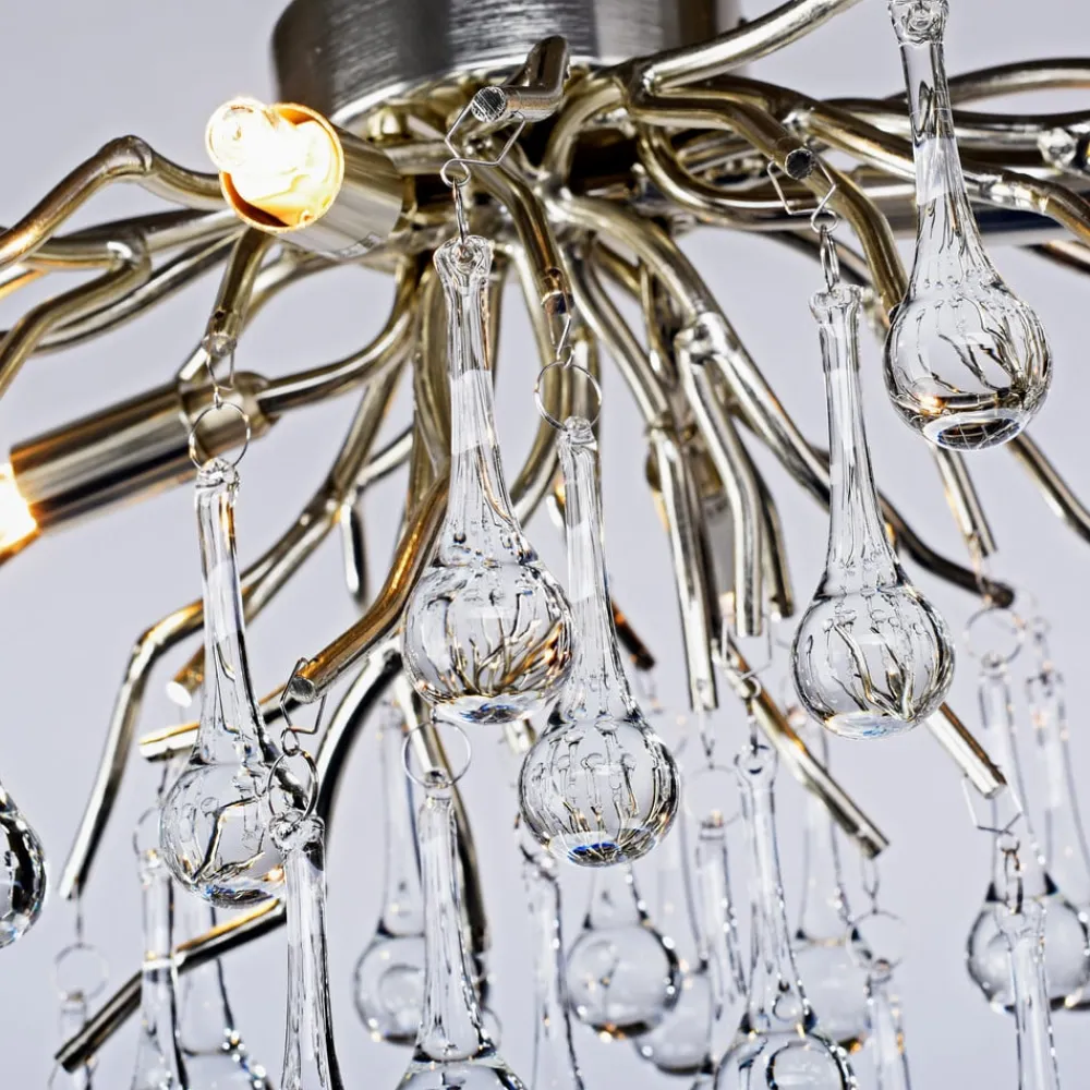 Paul Neuhaus Loftlamper|Loftlamper>loftlampe Icicle, glaspendel, 4 lyskilder, sølv