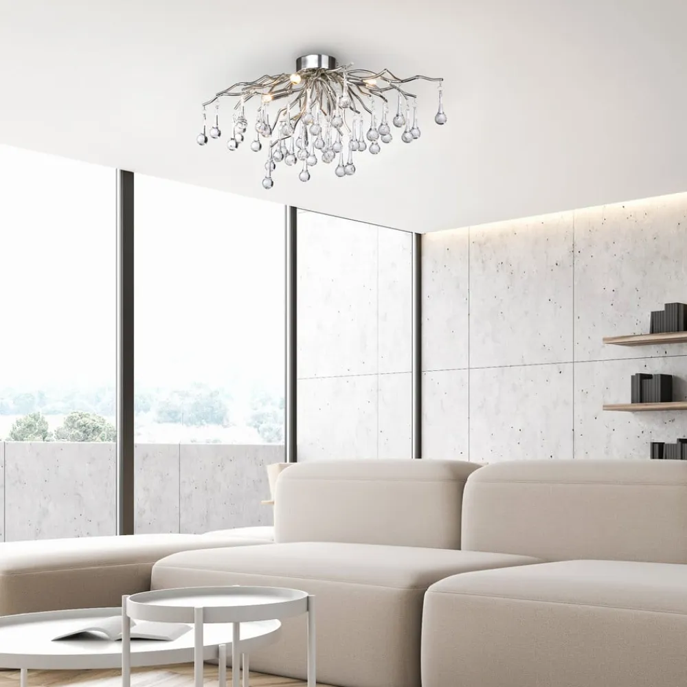 Paul Neuhaus Loftlamper|Loftlamper>loftlampe Icicle, glaspendel, 4 lyskilder, sølv