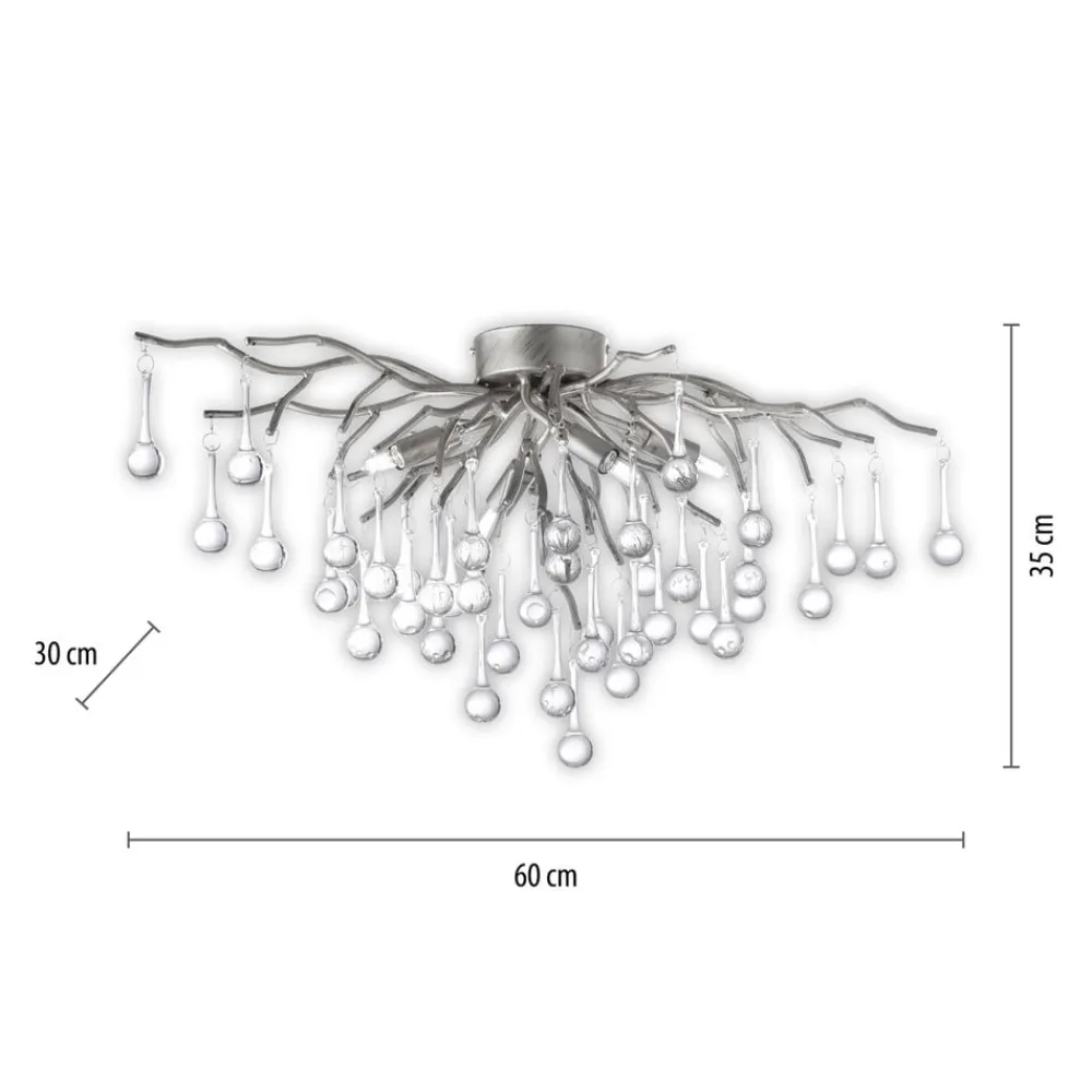 Paul Neuhaus Loftlamper|Loftlamper>loftlampe Icicle, glaspendel, 4 lyskilder, sølv