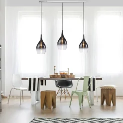 Pilua hængelampe, røg, glas, 100 cm, 3 lyskilder.^Paul Neuhaus Hot