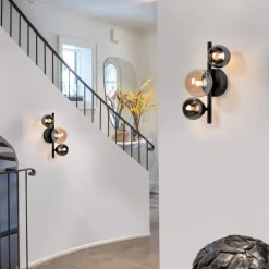 Paul Neuhaus Gang|Væglamper>Popsicle væglampe, sort, glas, 29 cm, G9