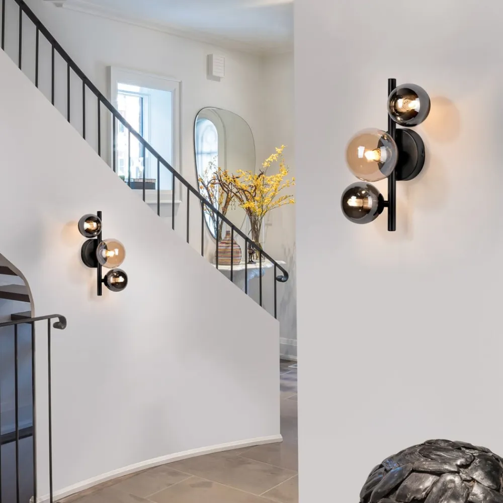 Paul Neuhaus Gang|Væglamper>Popsicle væglampe, sort, glas, 29 cm, G9