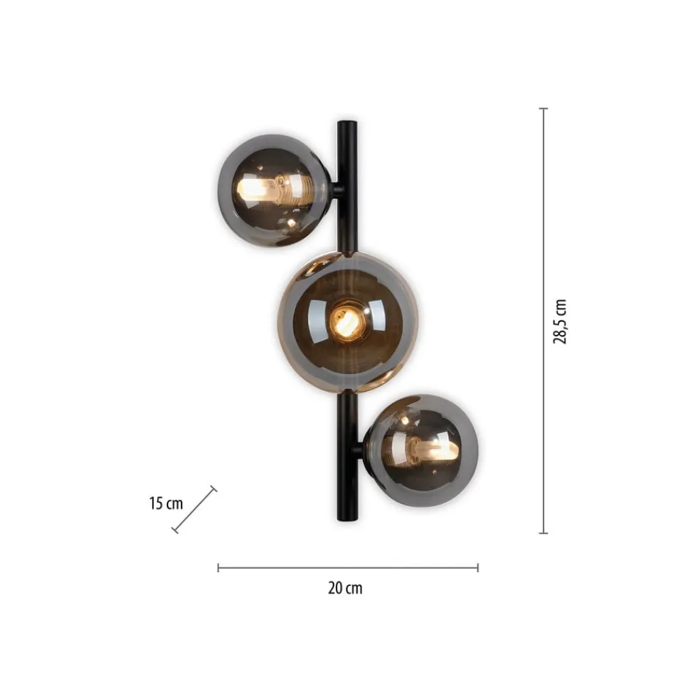 Paul Neuhaus Gang|Væglamper>Popsicle væglampe, sort, glas, 29 cm, G9