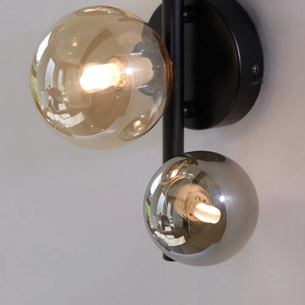 Paul Neuhaus Gang|Væglamper>Popsicle væglampe, sort, glas, 29 cm, G9