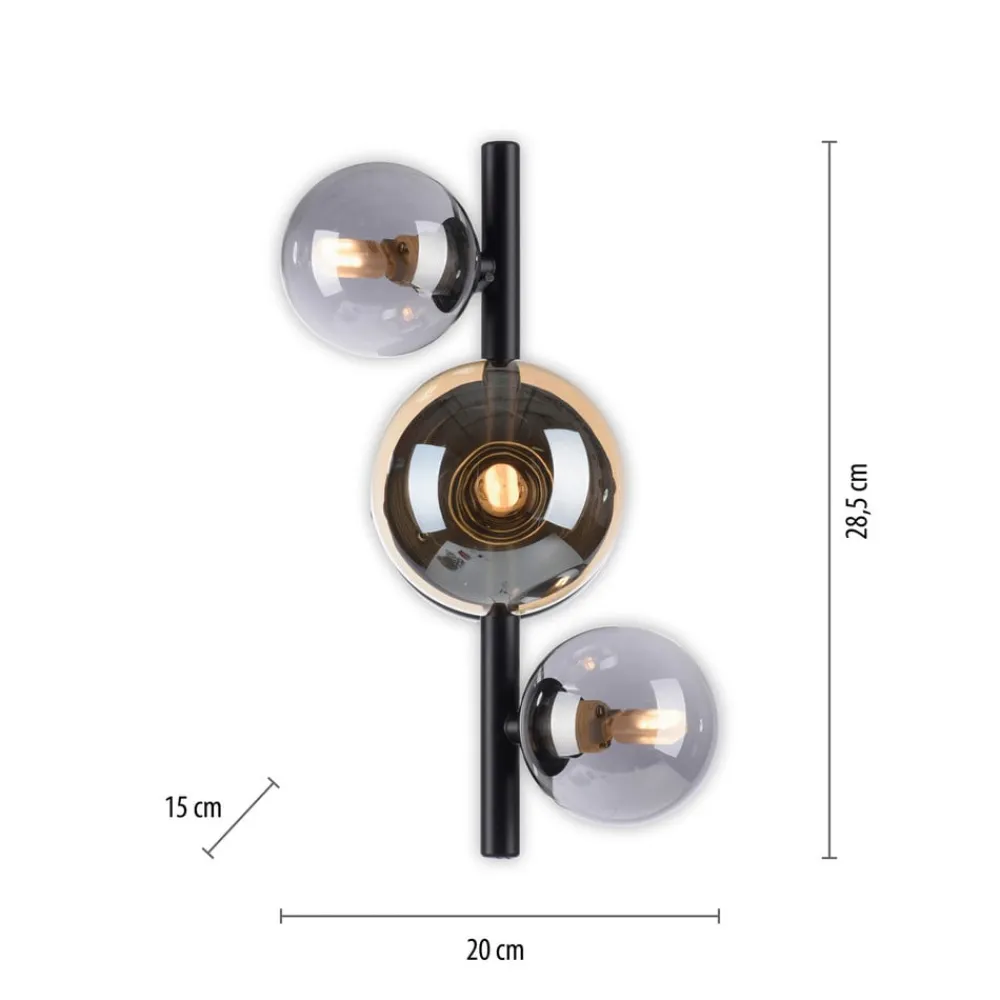 Paul Neuhaus Gang|Væglamper>Popsicle væglampe, sort, glas, 29 cm, G9
