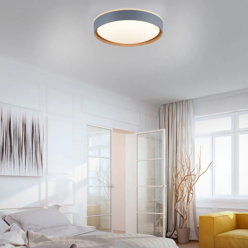 Paul Neuhaus Q-EMILIA LED-loftslampe, grå/træ^Q-Smart-Home Online