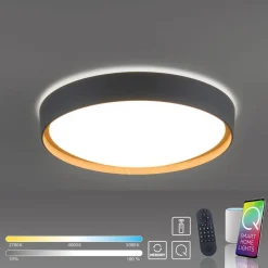 Paul Neuhaus Q-EMILIA LED-loftslampe, grå/træ^Q-Smart-Home Online