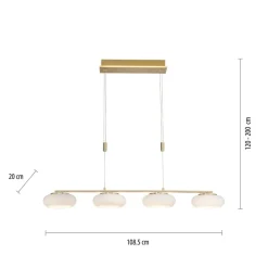 Q-Smart-Home Paul Neuhaus Q-ETIENNE LED-hængelampe 4 lk messing