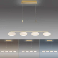 Q-Smart-Home Paul Neuhaus Q-ETIENNE LED-hængelampe 4 lk messing