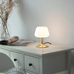 Till bordlampe, messingfarvet, glas, dæmpbar^Paul Neuhaus Sale