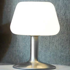 Paul Neuhaus Bordlamper>Till bordlampe, stålfarvet, glas, dæmpbar