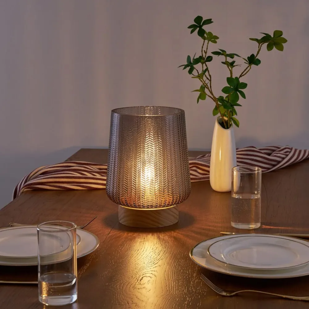 Pauleen Dekorationsbelysning>Fancy Glamour E27-LED-batteri, træ, taupe