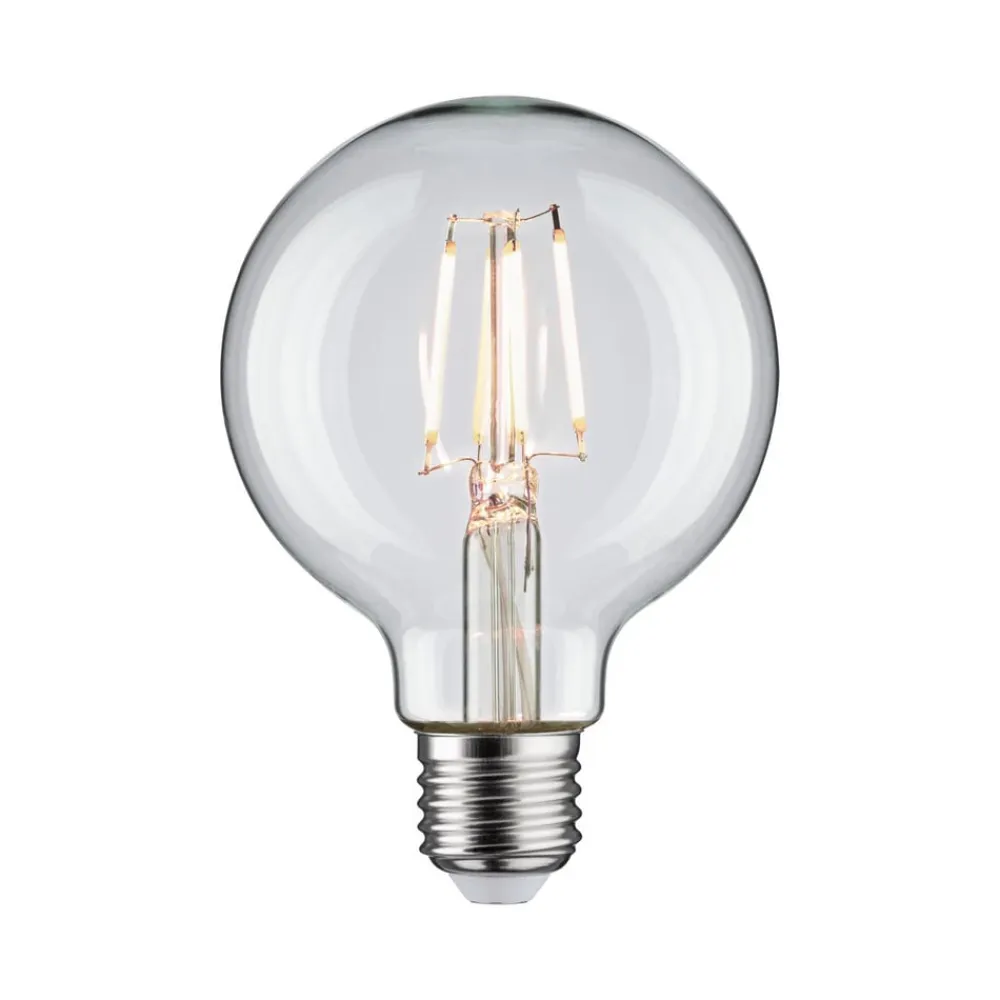 Pauleen LED-filamentpære G80 E27 4,8 W klar 4.000 K