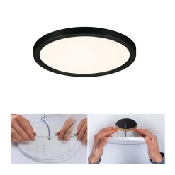 Paulmann Indbygningsspots>Areo LED-panel rund sort 3000K Ø17,5cm