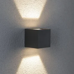 Paulmann Væglamper>Cybo udendørs LED-væglampe, 2.700 K, 8 x 8 cm, grå