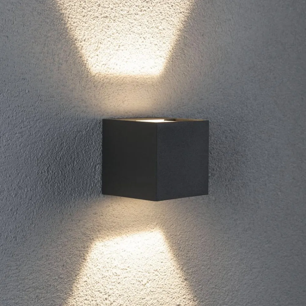 Paulmann Væglamper>Cybo udendørs LED-væglampe, 2.700 K, 8 x 8 cm, grå