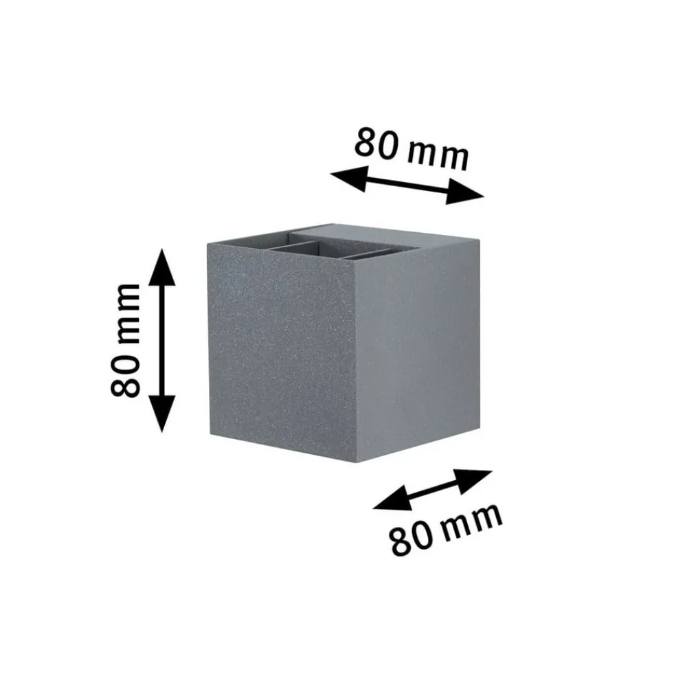 Paulmann Væglamper>Cybo udendørs LED-væglampe, 2.700 K, 8 x 8 cm, grå
