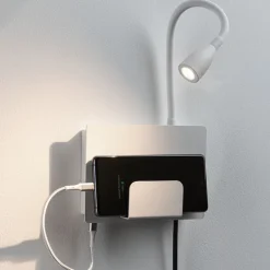 Halina USB LED-væglampe, fleksibel arm hvid^Paulmann New