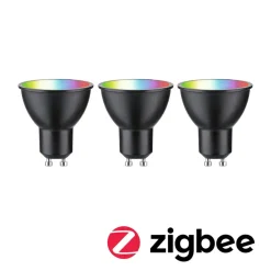 LED GU10 4,8W 350lm ZigBee sort 3 stk^Paulmann Outlet