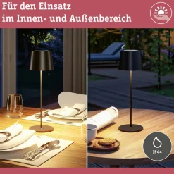 LED-bordlampe Gilo, sort, plast, IP44^Paulmann New