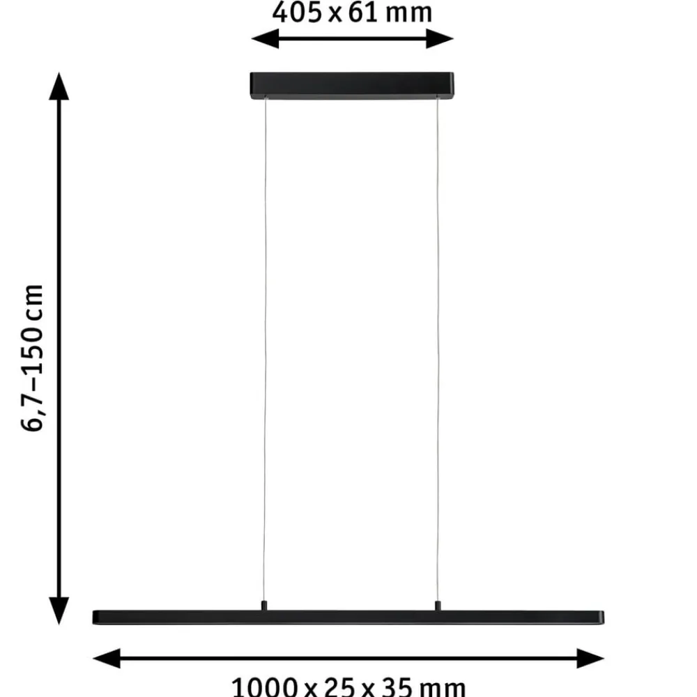Paulmann Pendellamper>LED-pendellampe Lento, op/ned, CCT, dæmpbar, sort