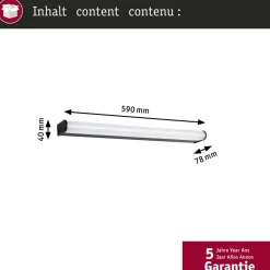 LED-væglampe Arneb, sort, 59 cm 3.000 K IP44^Paulmann