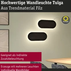 Paulmann LED-væglampe Tulga, 45 x 20 cm, antracit, filt