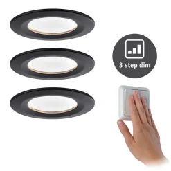 Paulmann Nova Coin 3 stk, rund, 3Stepdim, sort