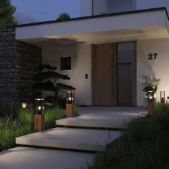 Timba-sokkelampe med træ, højde 60 cm^Paulmann