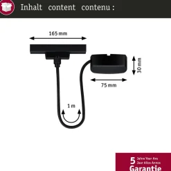 Paulmann URail kabelføring Zigbee 1 m, sort mat