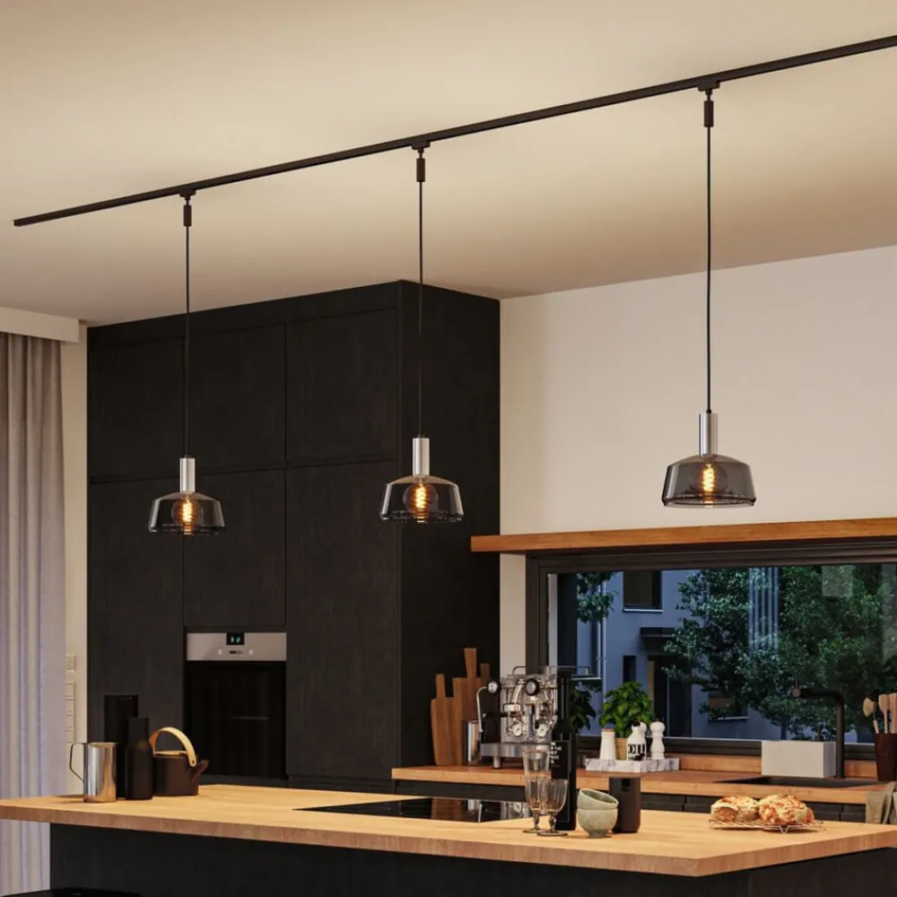 Paulmann Skinnesystem>URail lampeskærm Neila 2Easy, Ø 23 cm, røget glas