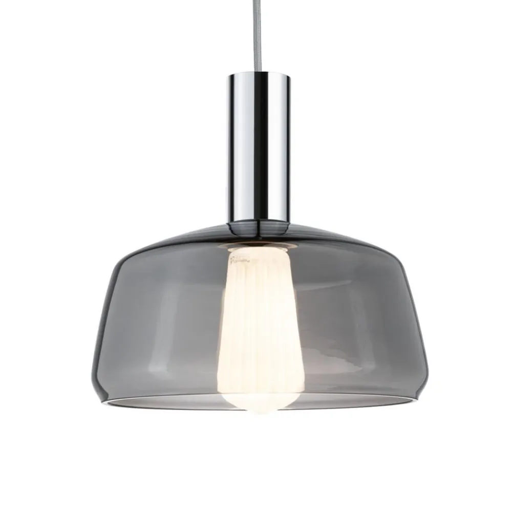 Paulmann Skinnesystem>URail lampeskærm Neila 2Easy, Ø 23 cm, røget glas