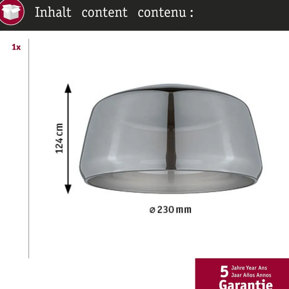 Paulmann Skinnesystem>URail lampeskærm Neila 2Easy, Ø 23 cm, røget glas