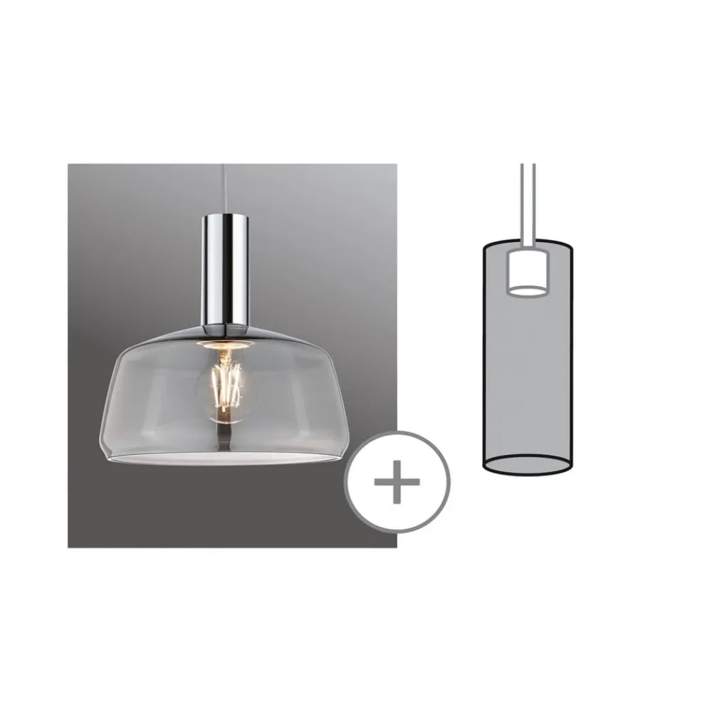 Paulmann Skinnesystem>URail lampeskærm Neila 2Easy, Ø 23 cm, røget glas