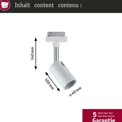 URail skinnespot Pure I, hvid mat, GU10, metal^Paulmann