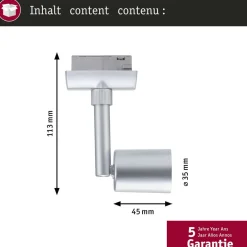 Paulmann URail skinnespot Salt, krom mat, GU10